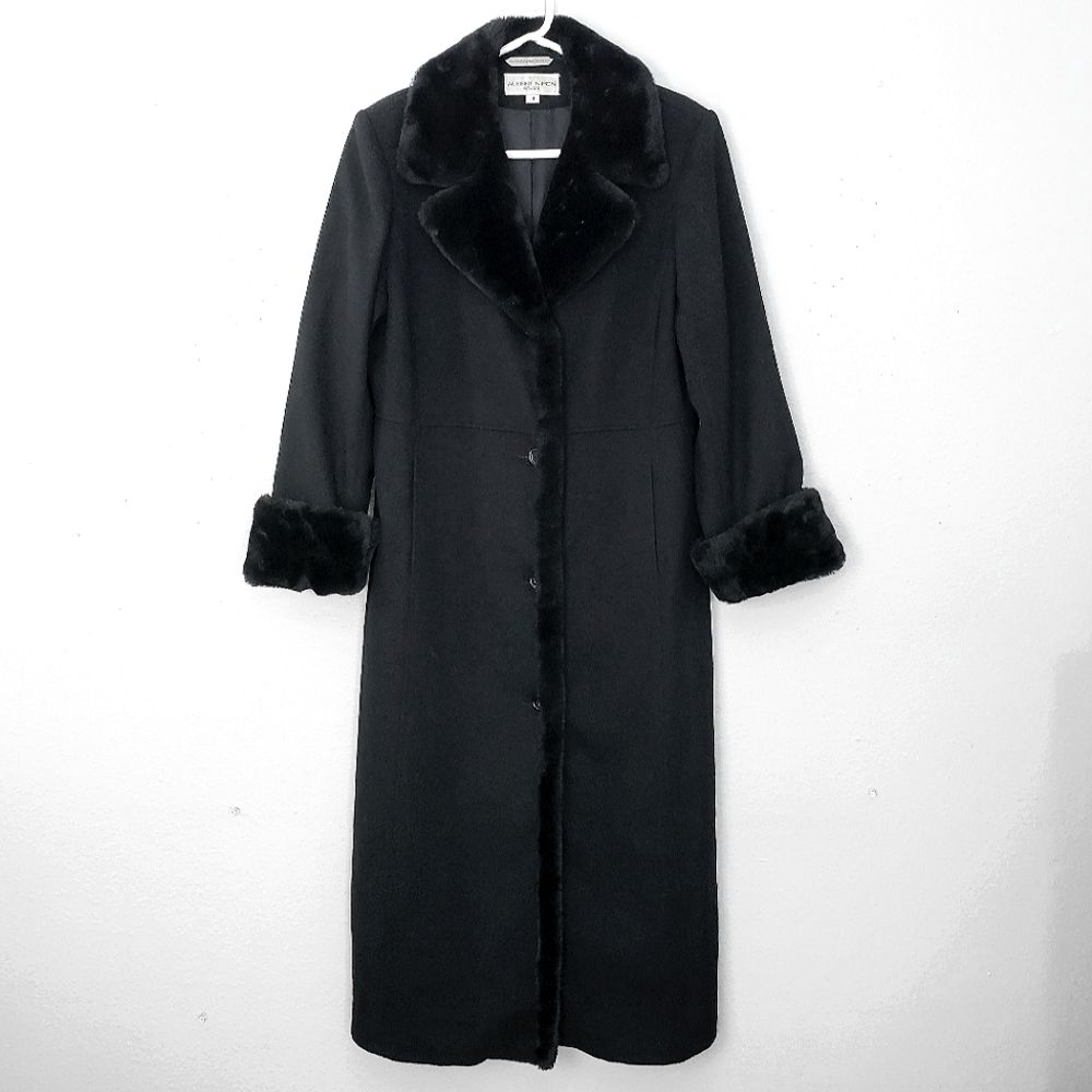 Vintage Albert Nipon Studio Wool & Faux Fur Coat